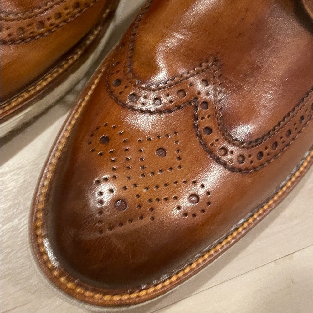 Trask Italian Wingtip Sport Shoe Vintage Finished in Cognac 11.5 - Picture 4 of 12
